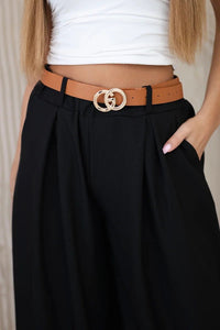 Wide - leg belted trousers ART52159 / – Black цвет / color | Lexline Fashion