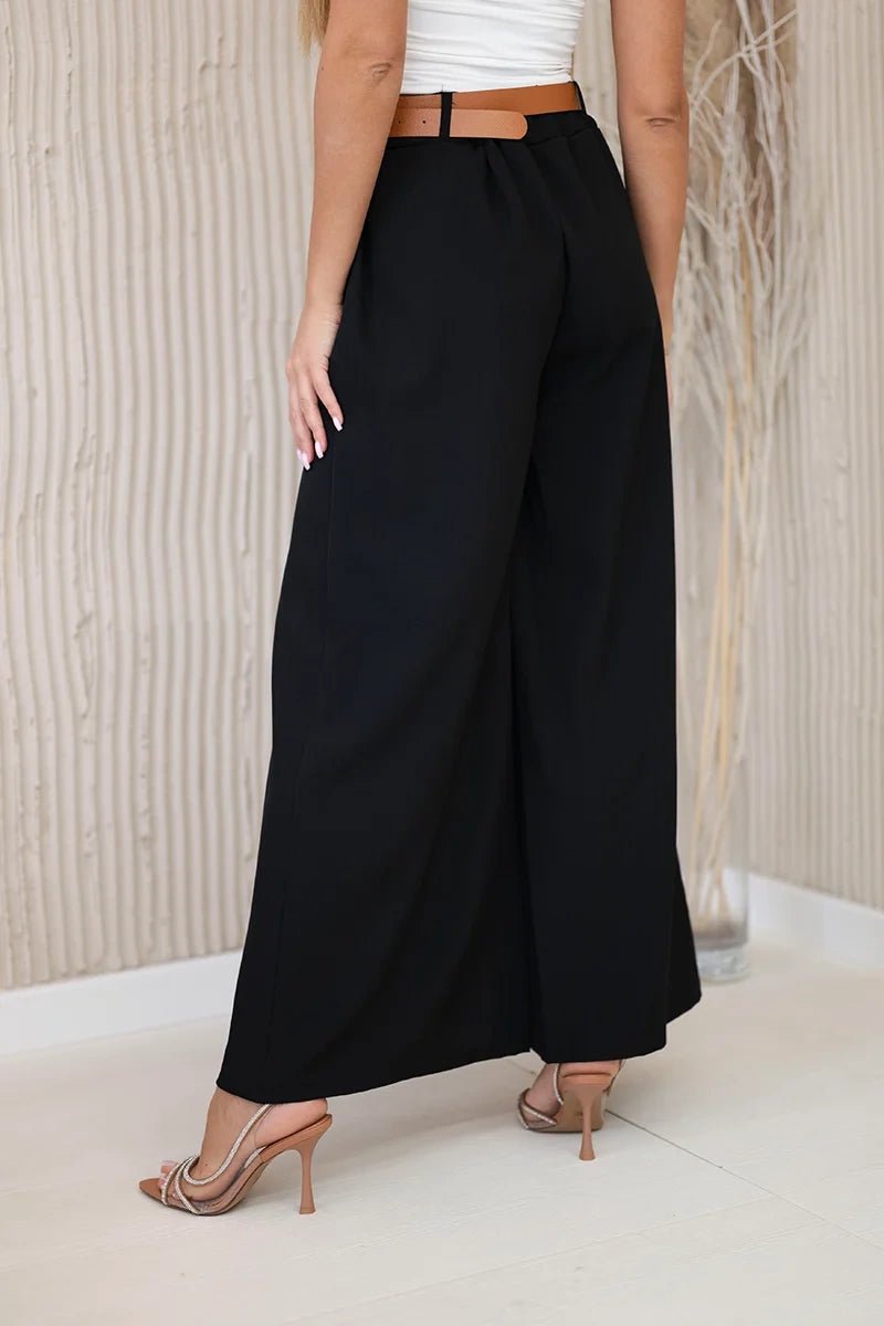 Wide - leg belted trousers ART52159 / – Black цвет / color | Lexline Fashion