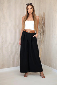Wide - leg belted trousers ART52159 / – Black цвет / color | Lexline Fashion