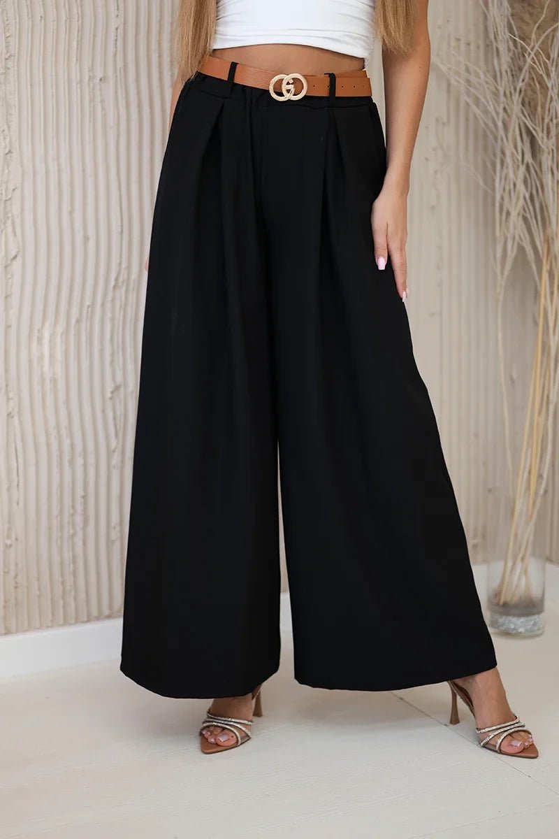 Wide - leg belted trousers ART52159 / – Black цвет / color | Lexline Fashion