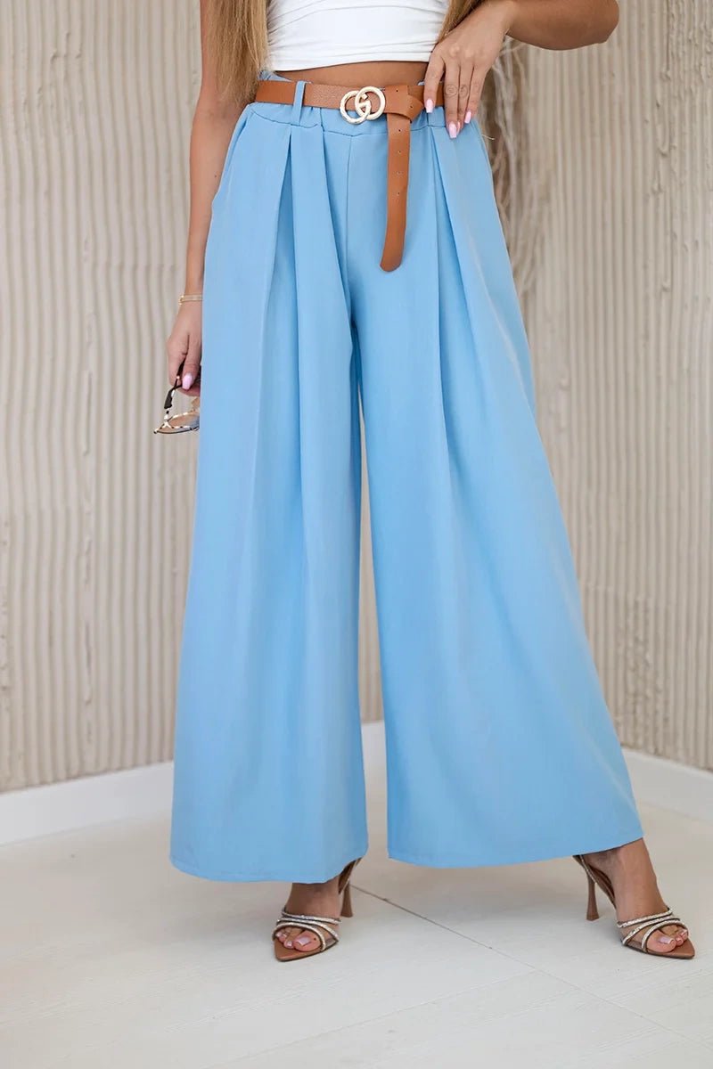 Wide - leg belted trousers ART52159 / – Blue цвет / color | Lexline Fashion