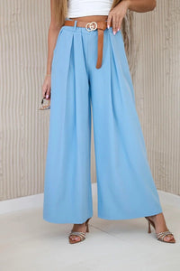 Wide - leg belted trousers ART52159 / – Blue цвет / color | Lexline Fashion
