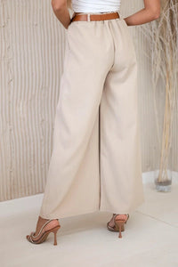Wide - leg belted trousers ART52159 / – Dark || beige цвет / color | Lexline Fashion