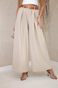 Wide - leg belted trousers ART52159 / – Dark || beige цвет / color | Lexline Fashion