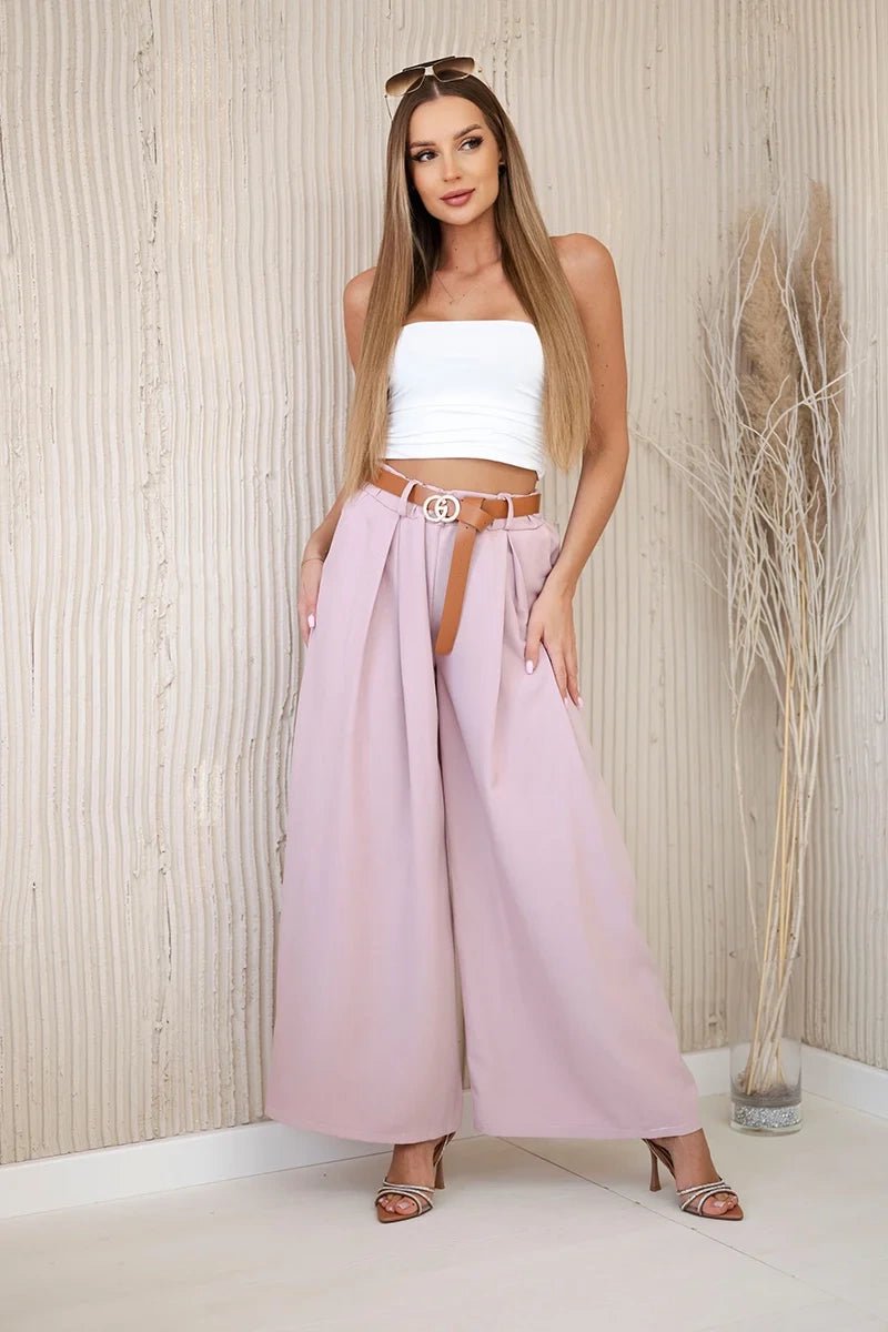 Wide - leg belted trousers ART52159 / – Dark || Powder цвет / color | Lexline Fashion
