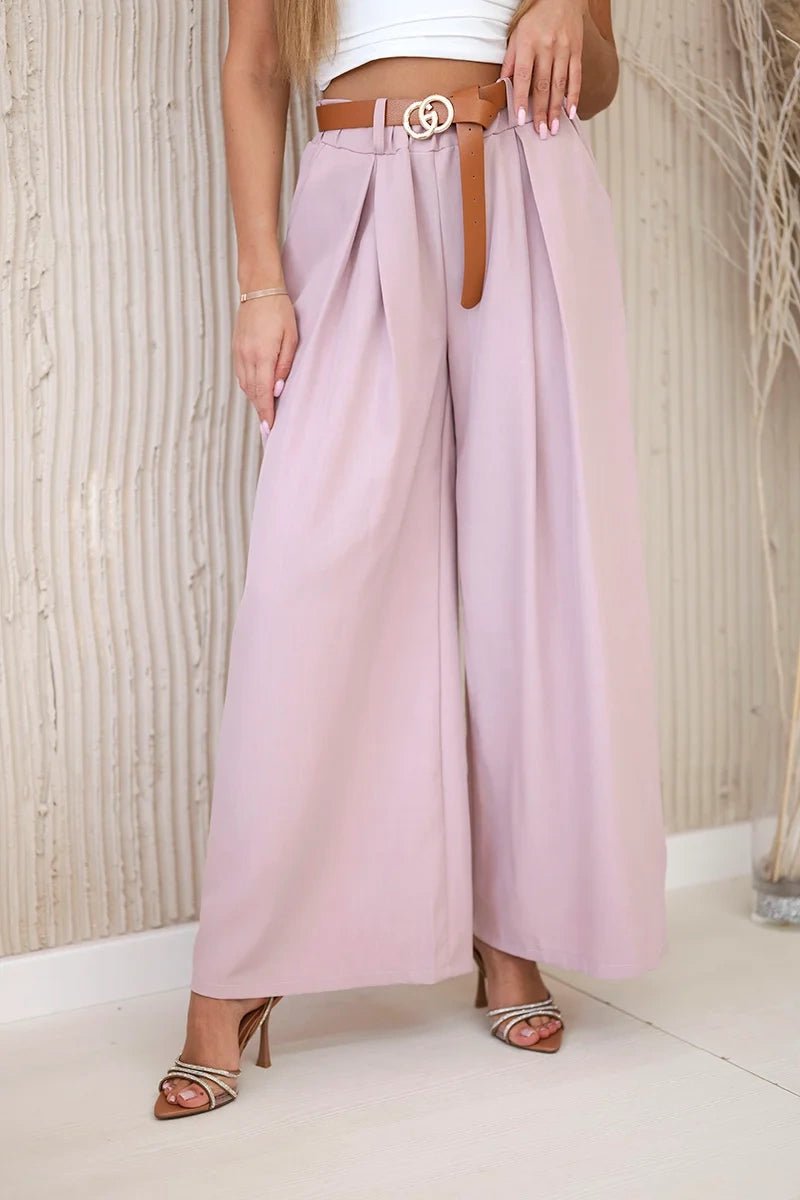 Wide - leg belted trousers ART52159 / – Dark || Powder цвет / color | Lexline Fashion