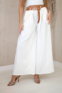 Wide - leg belted trousers ART52159 / – Ecru цвет / color | Lexline Fashion