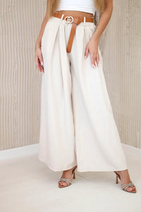 Wide - leg belted trousers ART52159 / – Ecru цвет / color | Lexline Fashion