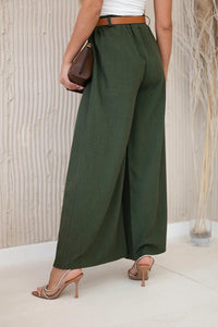 Wide - leg belted trousers ART52159 / – Khaki цвет / color | Lexline Fashion