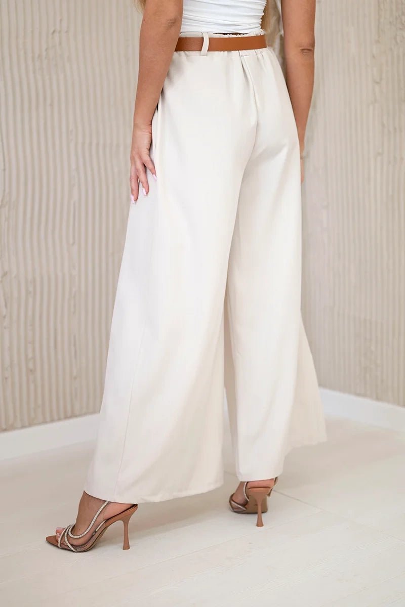 Wide - leg belted trousers ART52159 / – Light || Beige цвет / color | Lexline Fashion