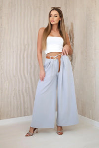 Wide - leg belted trousers ART52159 / – Light gray цвет / color | Lexline Fashion