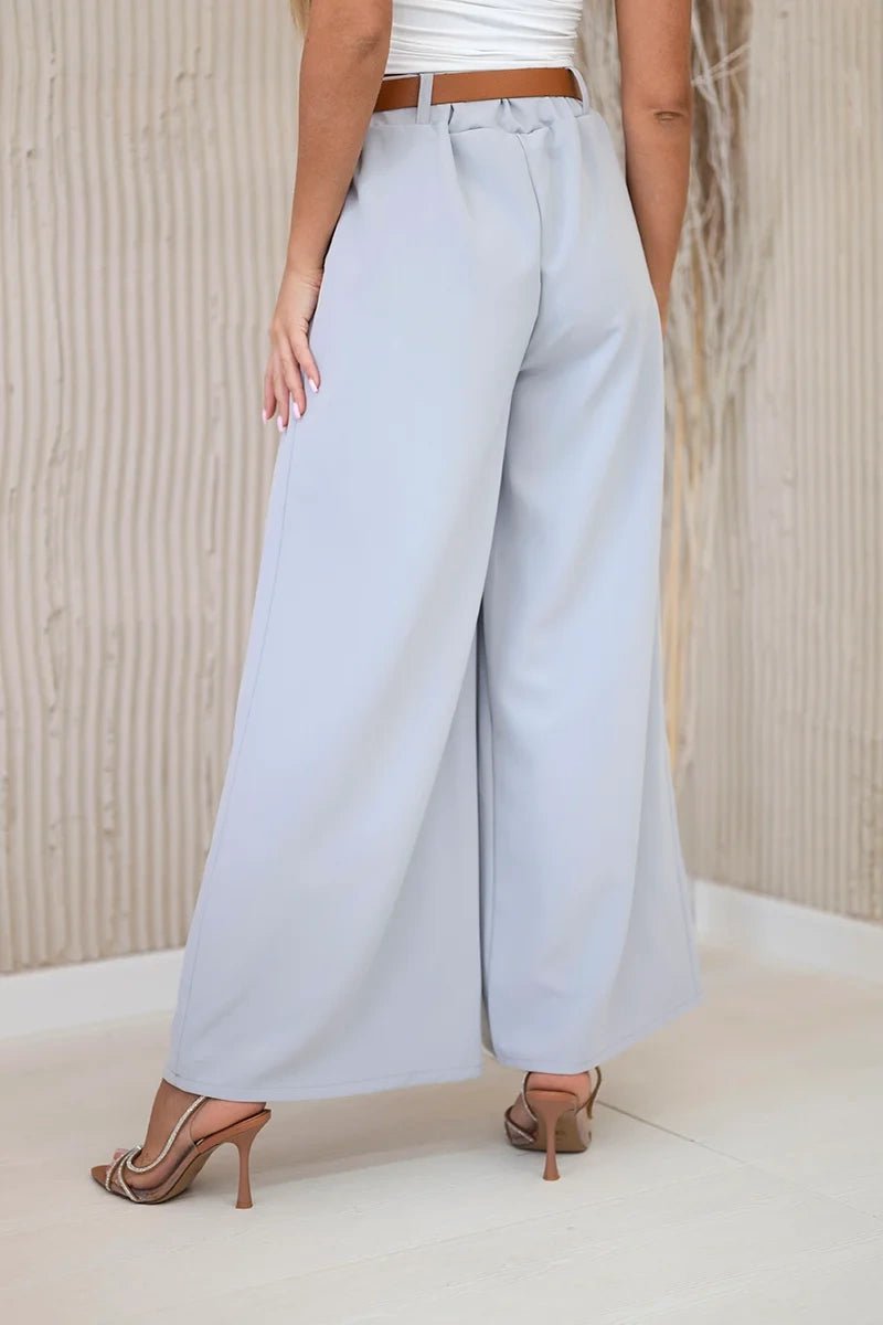Wide - leg belted trousers ART52159 / – Light gray цвет / color | Lexline Fashion