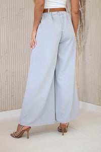 Wide - leg belted trousers ART52159 / – Light gray цвет / color | Lexline Fashion