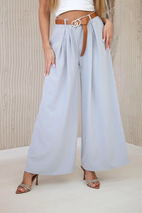 Wide - leg belted trousers ART52159 / – Light gray цвет / color | Lexline Fashion