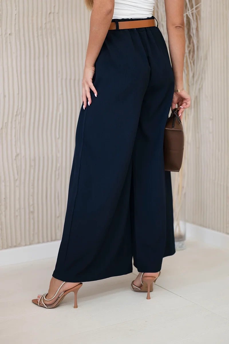 Wide - leg belted trousers ART52159 / – Navy blue цвет / color | Lexline Fashion