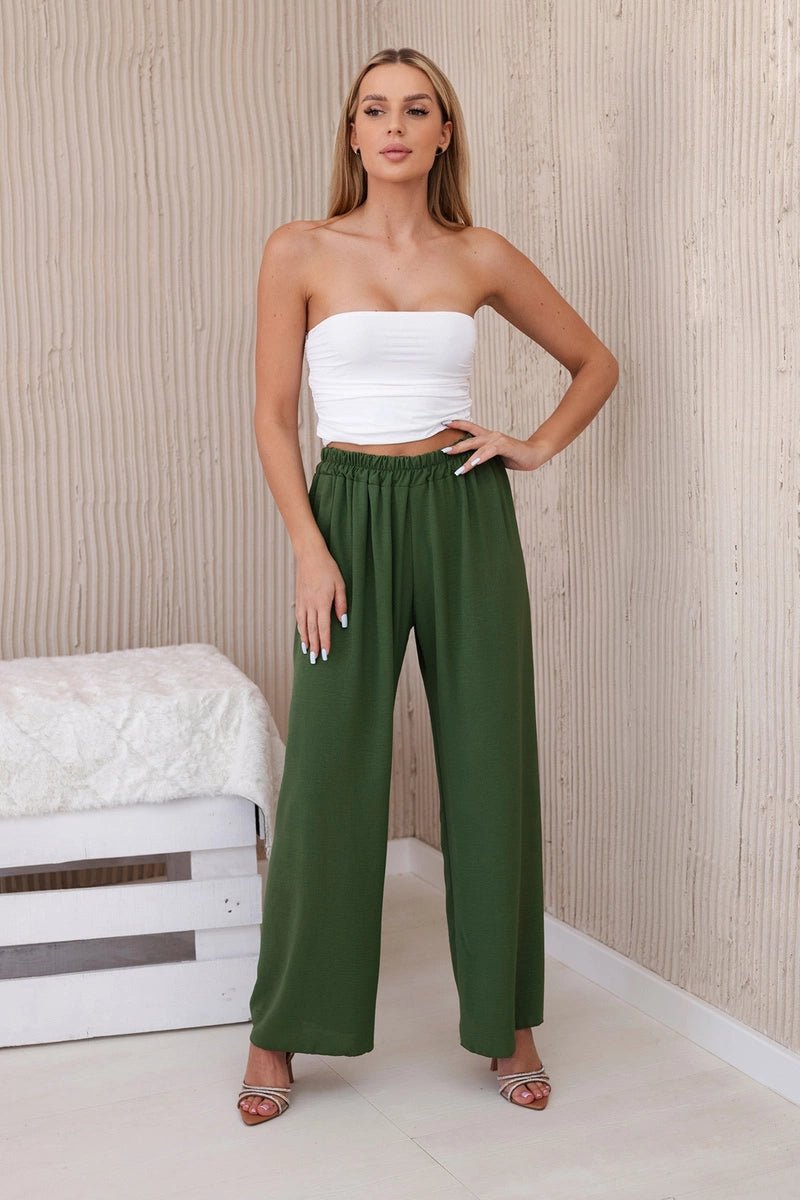 Wide - leg trousers IT - 41 / – Khaki || Light цвет / color | Lexline Fashion