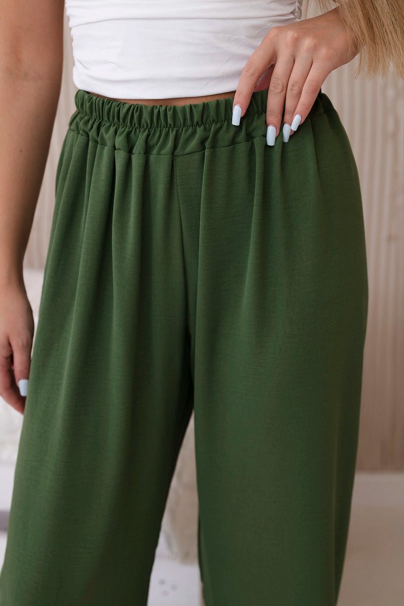 Wide - leg trousers IT - 41 / – Khaki || Light цвет / color | Lexline Fashion