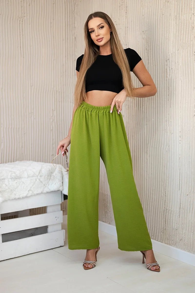 Wide - leg trousers IT - 41 / – Olive цвет / color | Lexline Fashion
