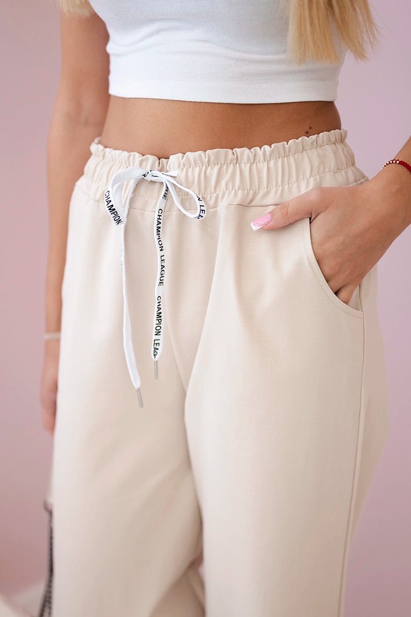 Wide Punto pants ART52660 / – Beige цвет / color | Lexline Fashion