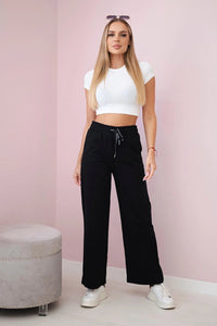 Wide Punto pants ART52660 / – Black цвет / color | Lexline Fashion