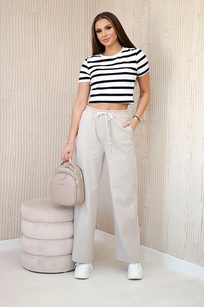 Wide Punto pants ART52660 / – Dark || beige цвет / color | Lexline Fashion