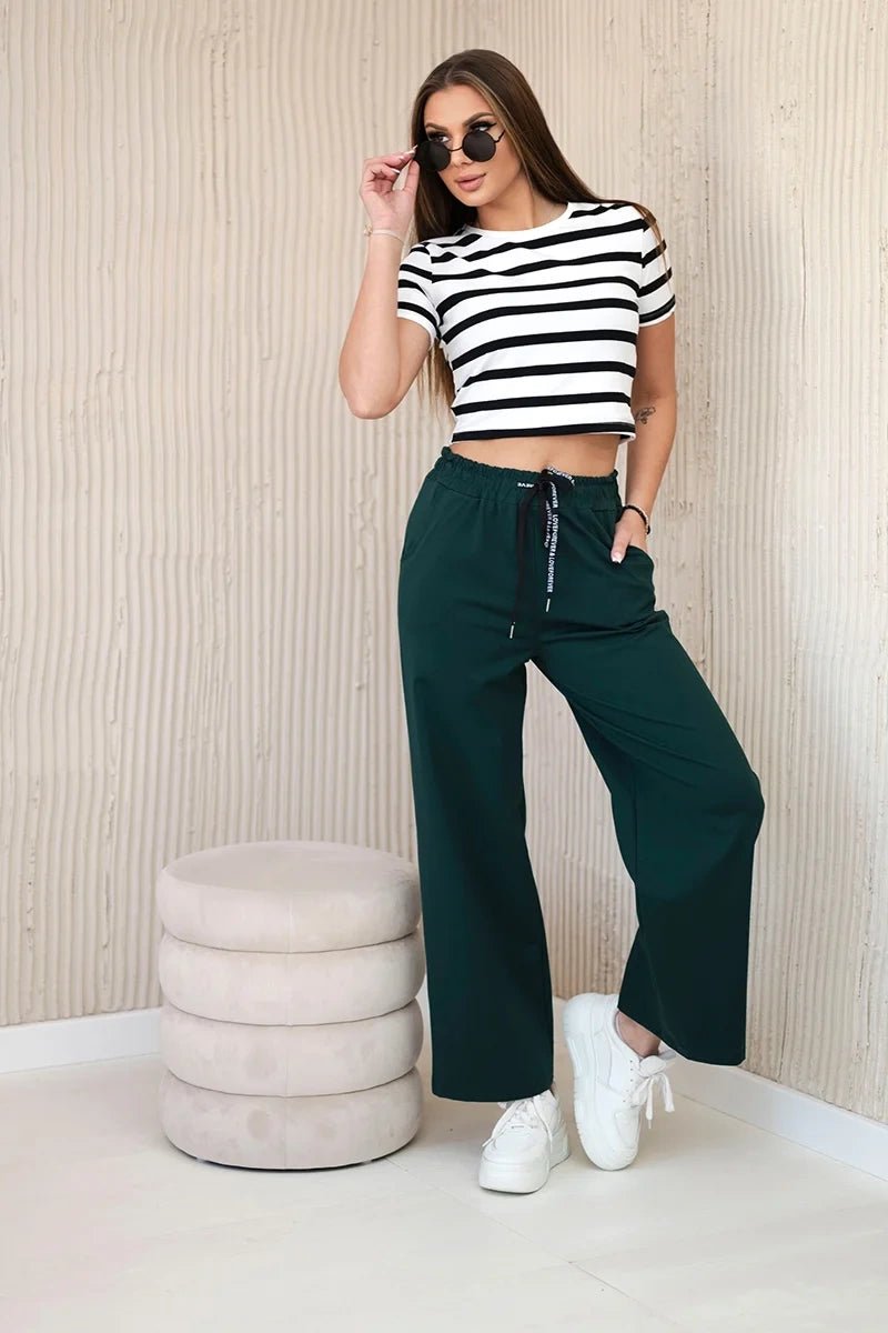Wide Punto pants ART52660 / – Dark || green цвет / color | Lexline Fashion