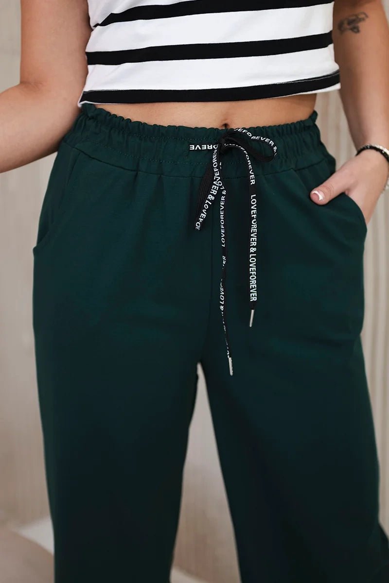 Wide Punto pants ART52660 / – Dark || green цвет / color | Lexline Fashion
