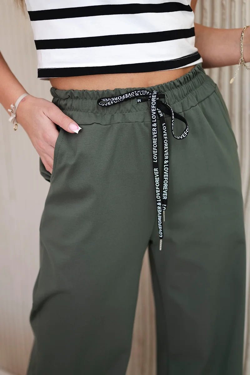Wide Punto pants ART52660 / – Khaki цвет / color | Lexline Fashion