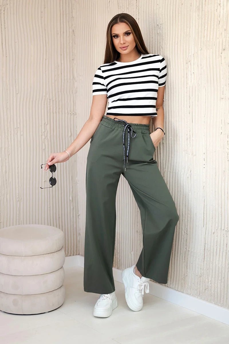 Wide Punto pants ART52660 / – Khaki цвет / color | Lexline Fashion