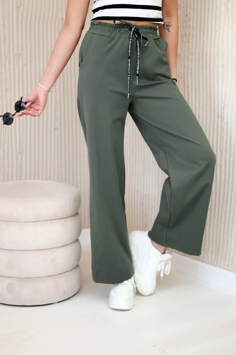 Wide Punto pants ART52660 / – Khaki цвет / color | Lexline Fashion