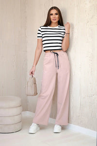 Wide Punto pants ART52660 / – Powder цвет / color | Lexline Fashion