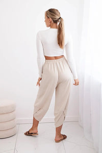 Wide Trousers with pockets IT - 37 / – Beige цвет / color | Lexline Fashion