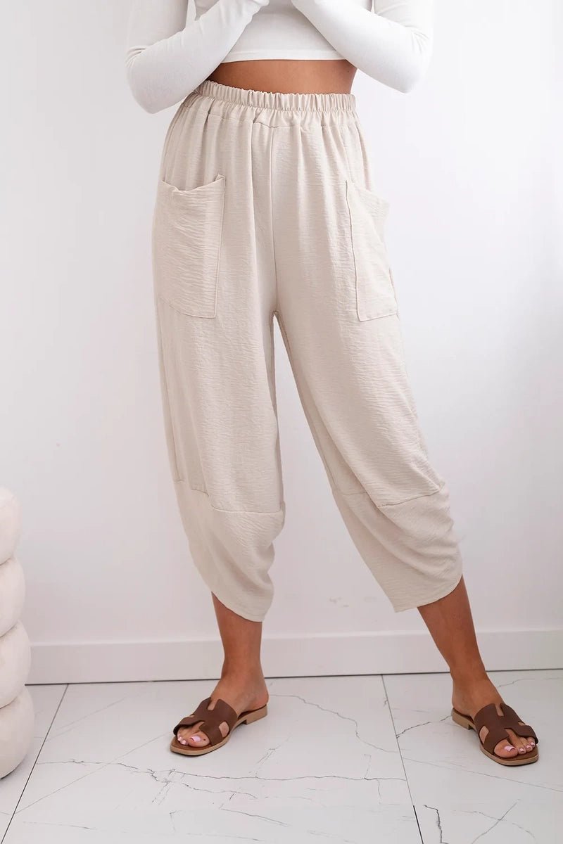Wide Trousers with pockets IT - 37 / – Beige цвет / color | Lexline Fashion
