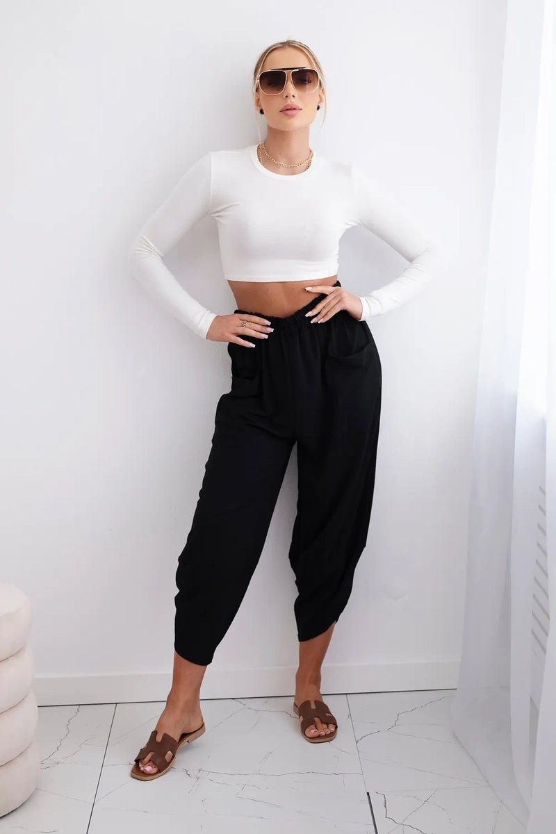 Wide Trousers with pockets IT - 37 / – Black цвет / color | Lexline Fashion