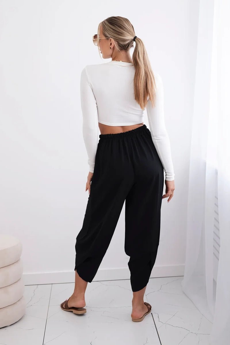 Wide Trousers with pockets IT - 37 / – Black цвет / color | Lexline Fashion