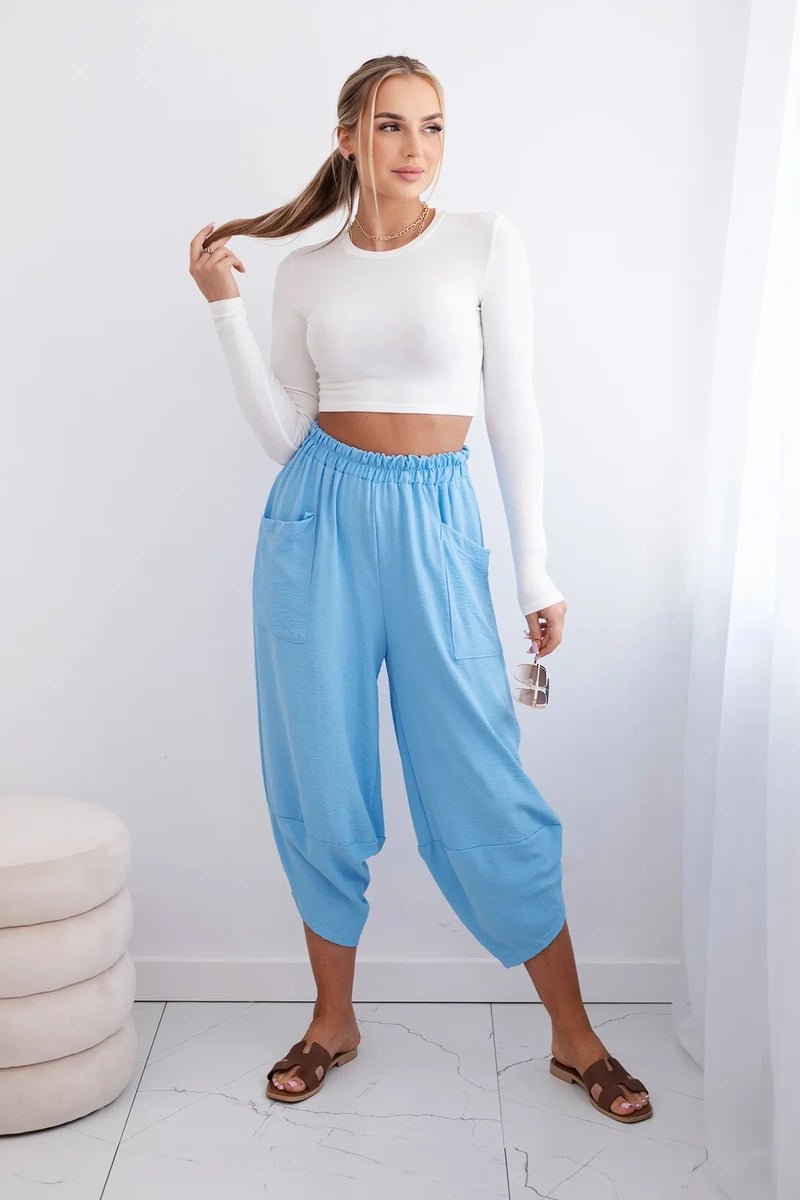 Wide Trousers with pockets IT - 37 / – Blue цвет / color | Lexline Fashion