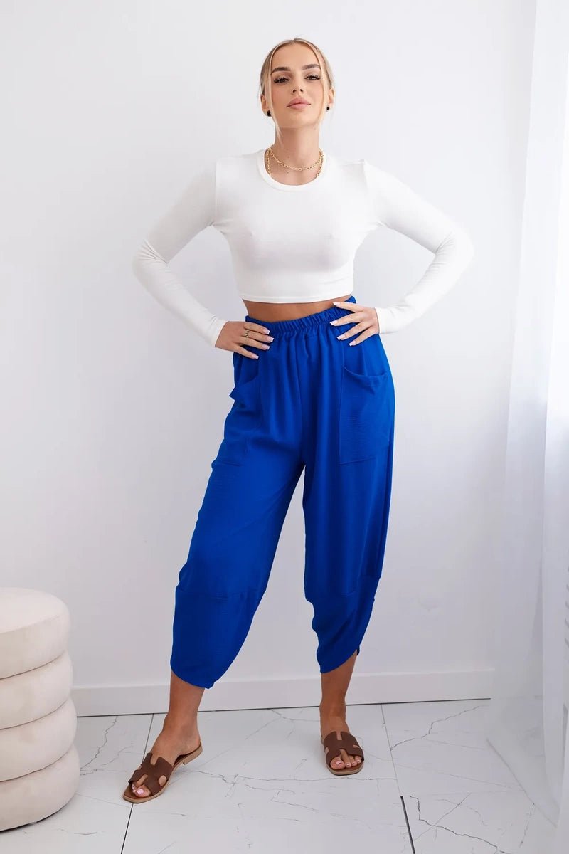Wide Trousers with pockets IT - 37 / – Blue cornflower цвет / color | Lexline Fashion