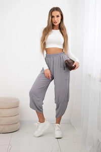 Wide Trousers with pockets IT - 37 / – Dark || Gray цвет / color | Lexline Fashion