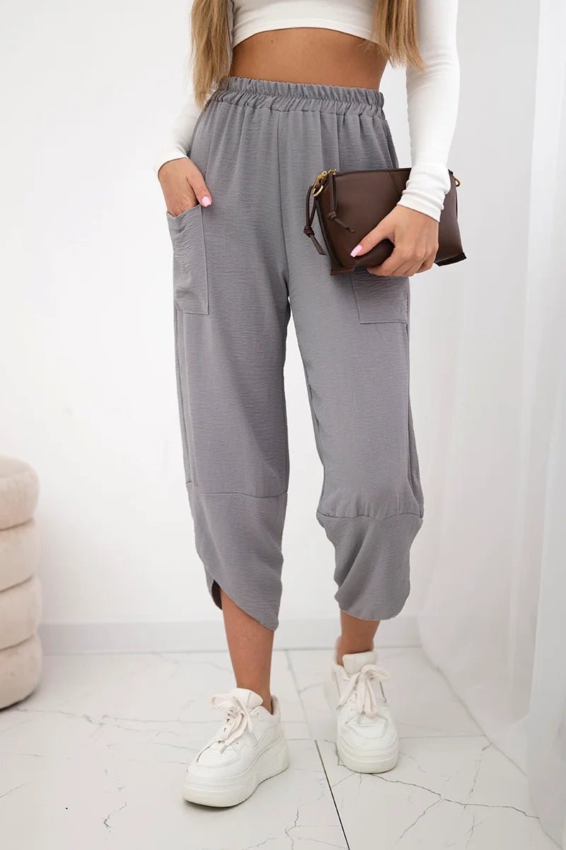 Wide Trousers with pockets IT - 37 / – Dark || Gray цвет / color | Lexline Fashion
