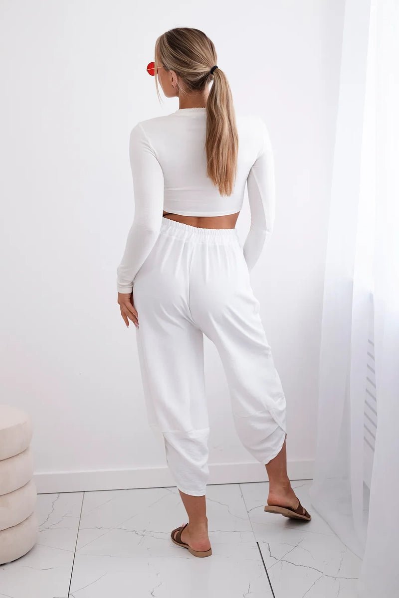 Wide Trousers with pockets IT - 37 / – Ecru цвет / color | Lexline Fashion