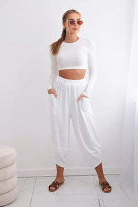Wide Trousers with pockets IT - 37 / – Ecru цвет / color | Lexline Fashion