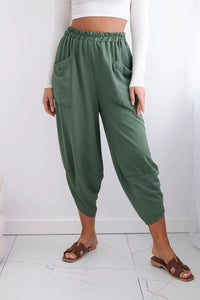 Wide Trousers with pockets IT - 37 / – Khaki цвет / color | Lexline Fashion