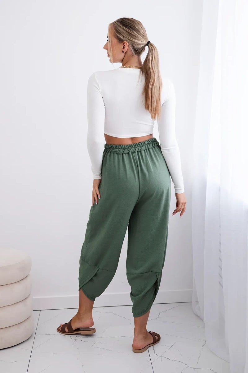 Wide Trousers with pockets IT - 37 / – Khaki цвет / color | Lexline Fashion