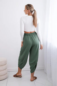 Wide Trousers with pockets IT - 37 / – Khaki цвет / color | Lexline Fashion