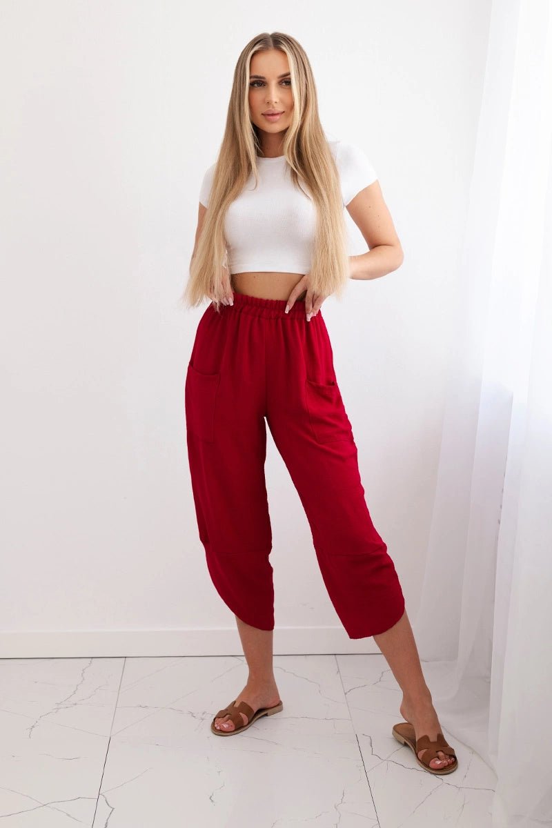 Wide Trousers with pockets IT - 37 / – Maroon цвет / color | Lexline Fashion
