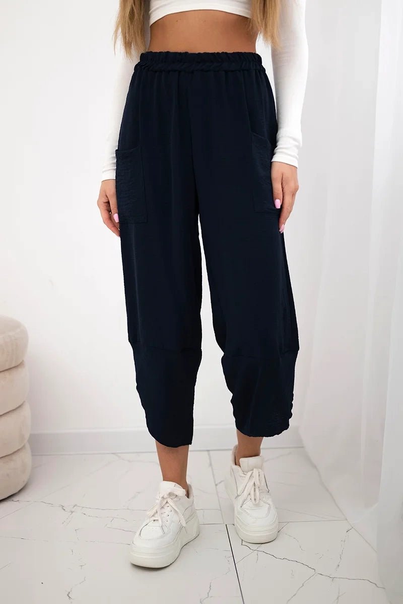 Wide Trousers with pockets IT - 37 / – Navy blue цвет / color | Lexline Fashion