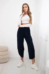 Wide Trousers with pockets IT - 37 / – Navy blue цвет / color | Lexline Fashion