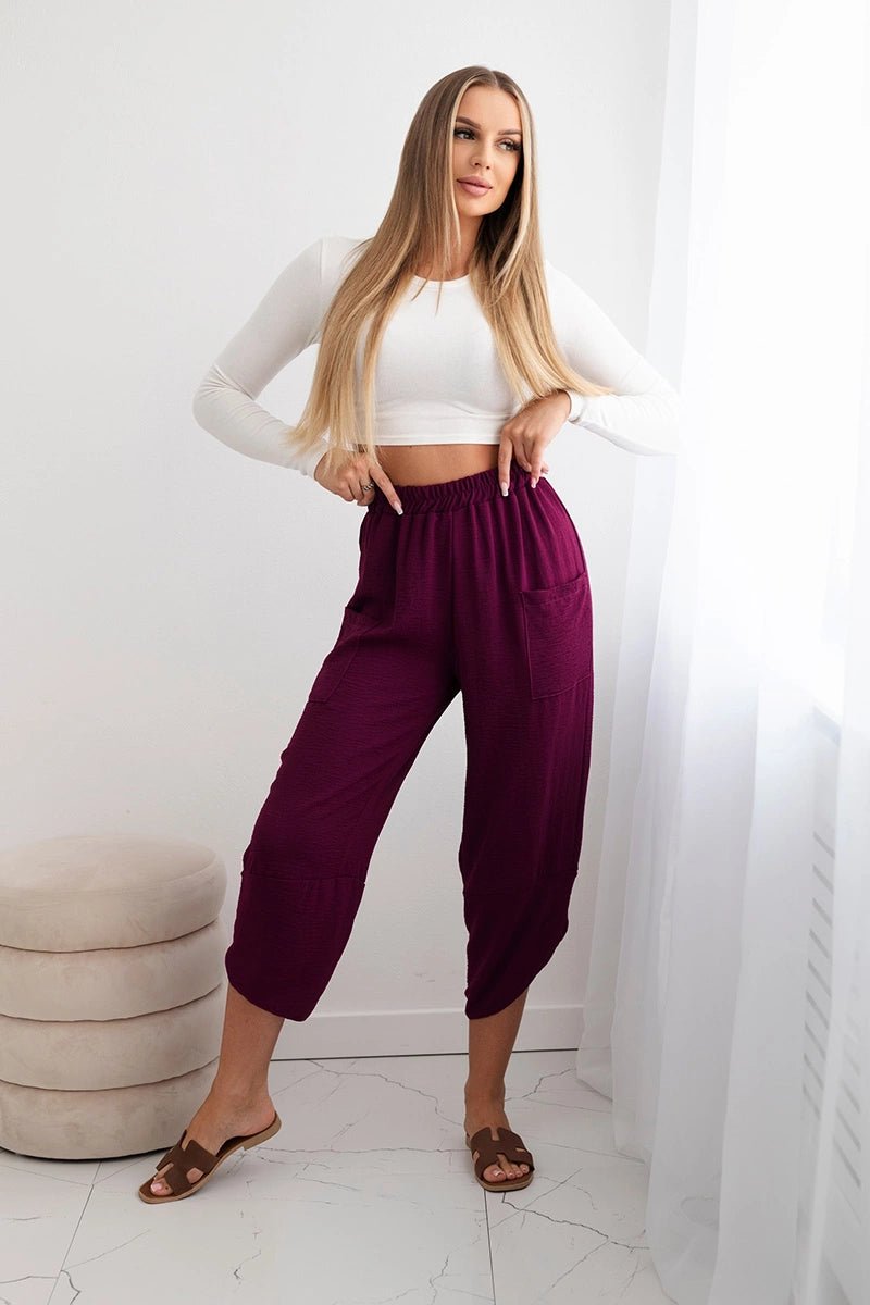 Wide Trousers with pockets IT - 37 / – Plum цвет / color | Lexline Fashion