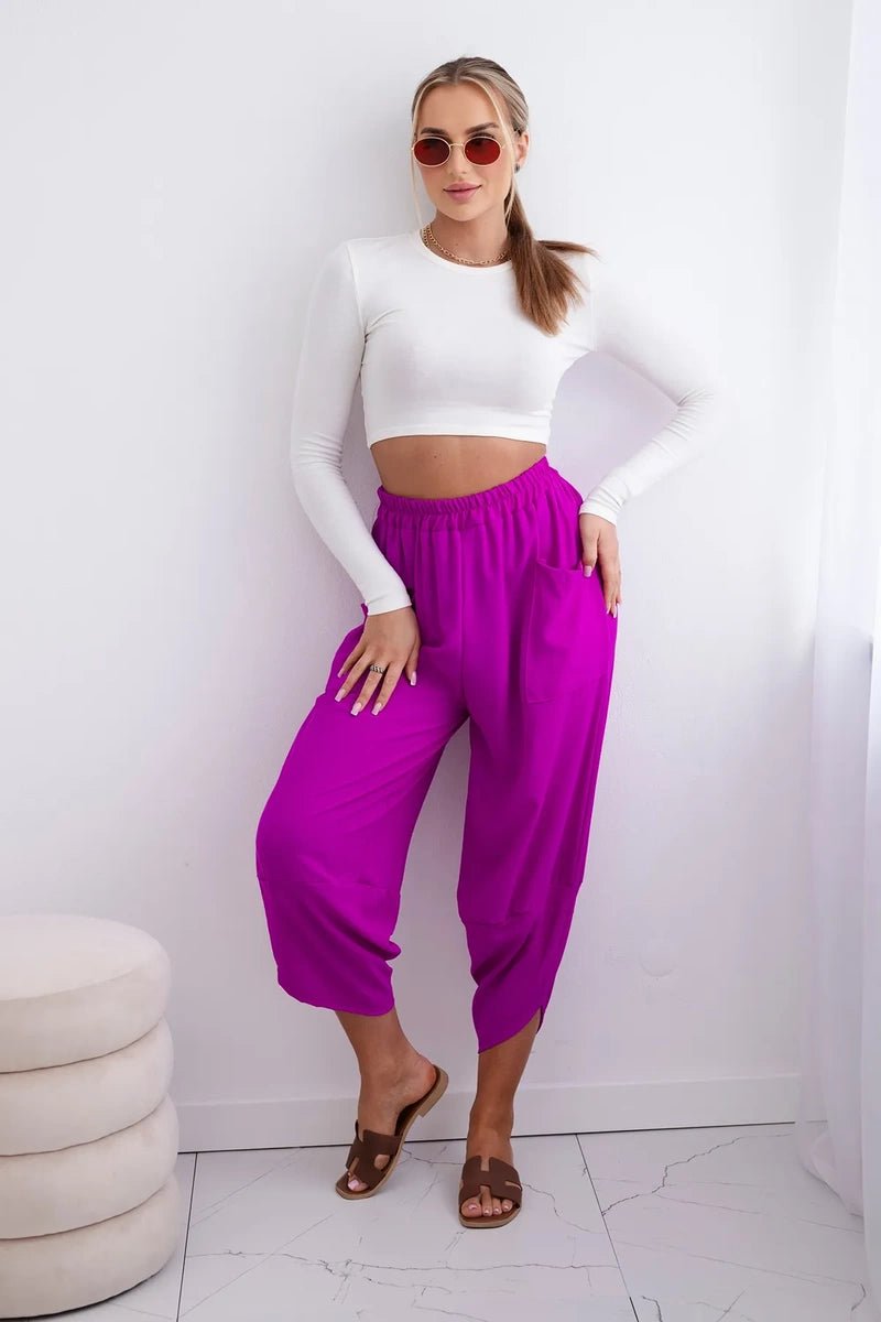 Wide Trousers with pockets IT - 37 / – Purple || Dark цвет / color | Lexline Fashion