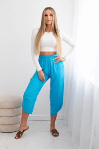 Wide Trousers with pockets IT - 37 / – Turquoise цвет / color | Lexline Fashion
